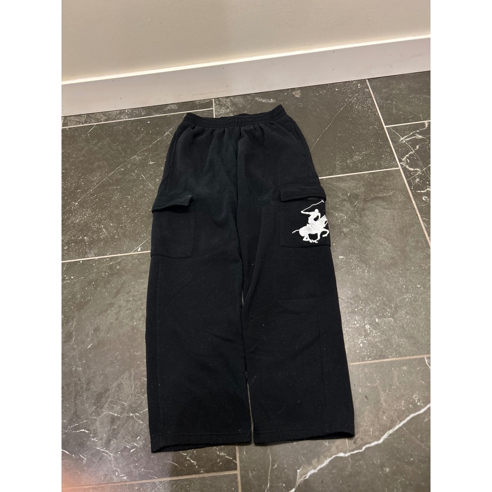 Beverly Hills Polo Club Mens Black Cargo Sweatpants Large Embroidered Logo L